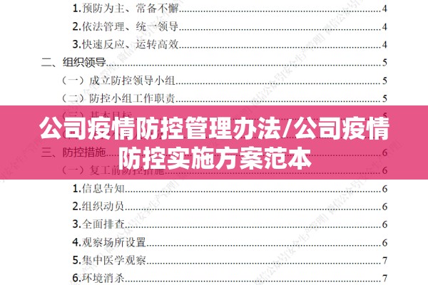 公司疫情防控管理办法/公司疫情防控实施方案范本 公司疫情防控管理办法/公司疫情防控实施方案范本