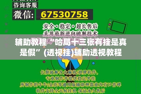 辅助教程“哈局十三张有挂是真是假	”(透视挂)辅助透视教程