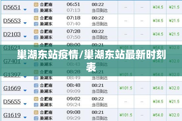 巢湖东站疫情/巢湖东站最新时刻表