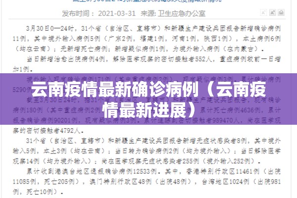云南疫情最新确诊病例（云南疫情最新进展）