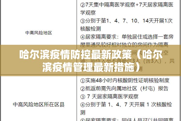 哈尔滨疫情防控最新政策（哈尔滨疫情管理最新措施）