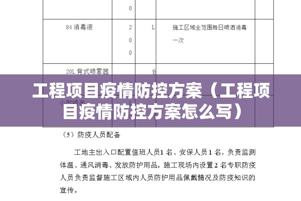 工程项目疫情防控方案（工程项目疫情防控方案怎么写）