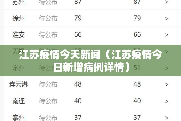 江苏疫情今天新闻（江苏疫情今日新增病例详情）