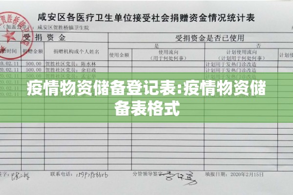 疫情物资储备登记表:疫情物资储备表格式