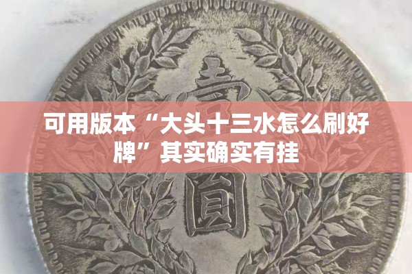 可用版本“大头十三水怎么刷好牌	”其实确实有挂
