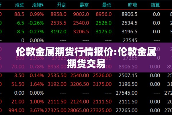 伦敦金属期货行情报价:伦敦金属期货交易