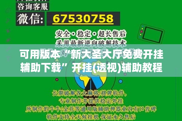 可用版本“新大圣大厅免费开挂辅助下载”开挂(透视)辅助教程