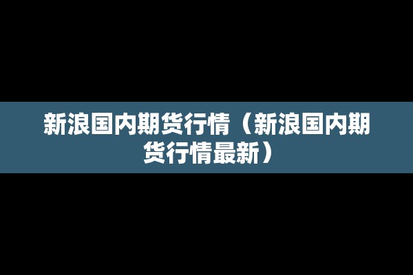 新浪国内期货行情（新浪国内期货行情最新）