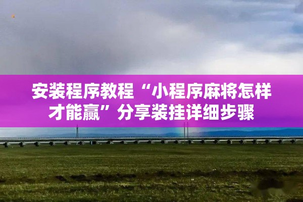 安装程序教程“小程序麻将怎样才能赢”分享装挂详细步骤