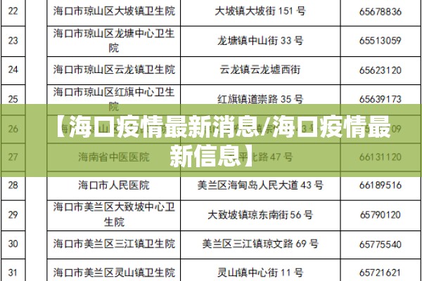 【海口疫情最新消息/海口疫情最新信息】 【海口疫情最新消息/海口疫情最新信息】