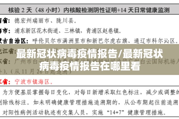 最新冠状病毒疫情报告/最新冠状病毒疫情报告在哪里看