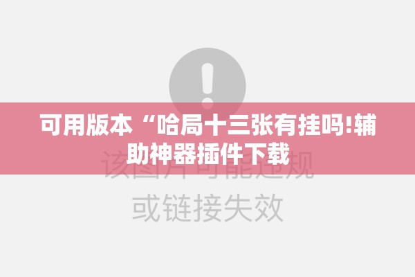 可用版本“哈局十三张有挂吗!辅助神器插件下载