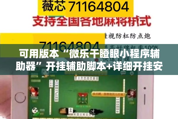 可用版本“微乐干瞪眼小程序辅助器	”开挂辅助脚本+详细开挂安装教程