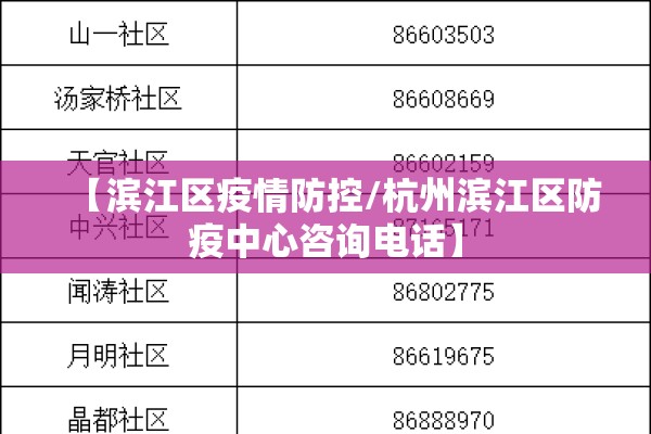【滨江区疫情防控/杭州滨江区防疫中心咨询电话】