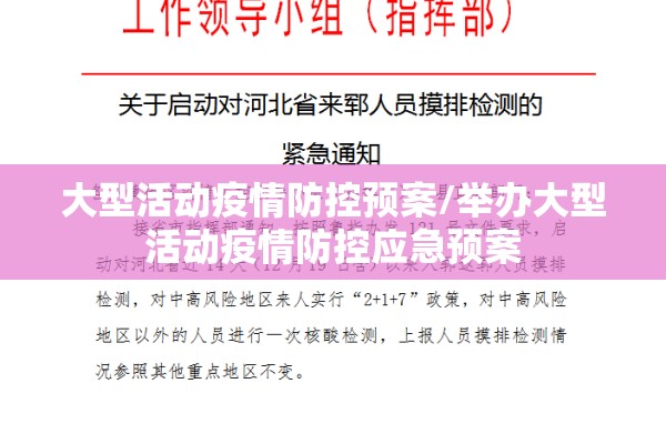 大型活动疫情防控预案/举办大型活动疫情防控应急预案