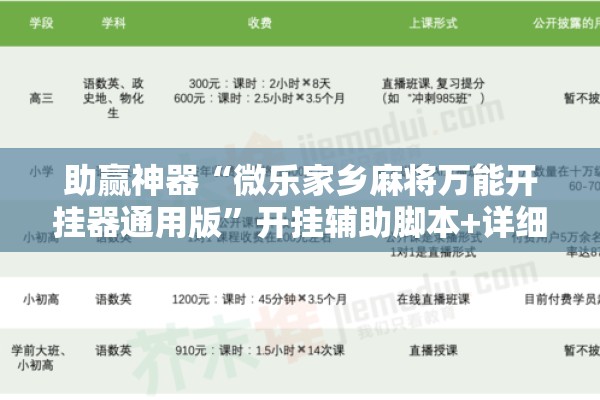 助赢神器“微乐家乡麻将万能开挂器通用版”开挂辅助脚本+详细开挂安装教程