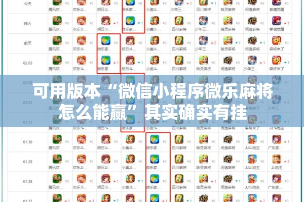 可用版本“微信小程序微乐麻将怎么能赢”其实确实有挂