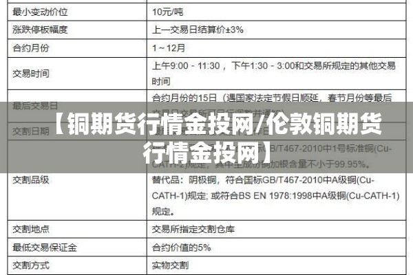 【铜期货行情金投网/伦敦铜期货行情金投网】