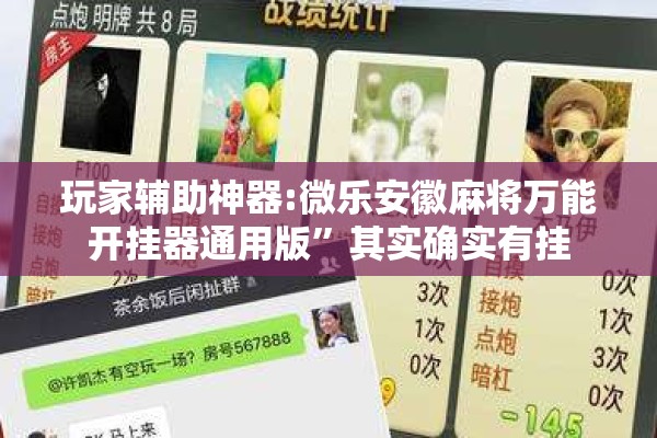 玩家辅助神器:微乐安徽麻将万能开挂器通用版	”其实确实有挂