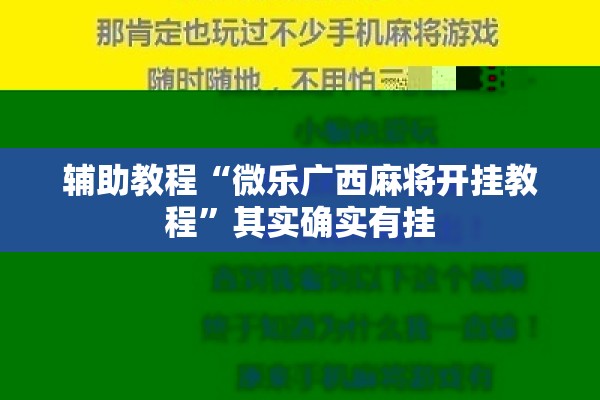 辅助教程“微乐广西麻将开挂教程”其实确实有挂