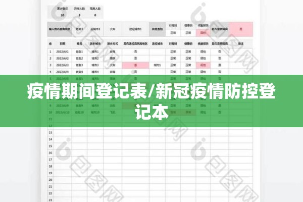 疫情期间登记表/新冠疫情防控登记本 疫情期间登记表/新冠疫情防控登记本