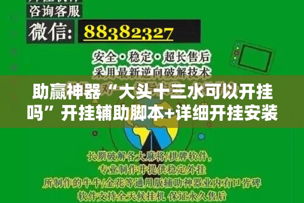 助赢神器“大头十三水可以开挂吗”开挂辅助脚本+详细开挂安装教程