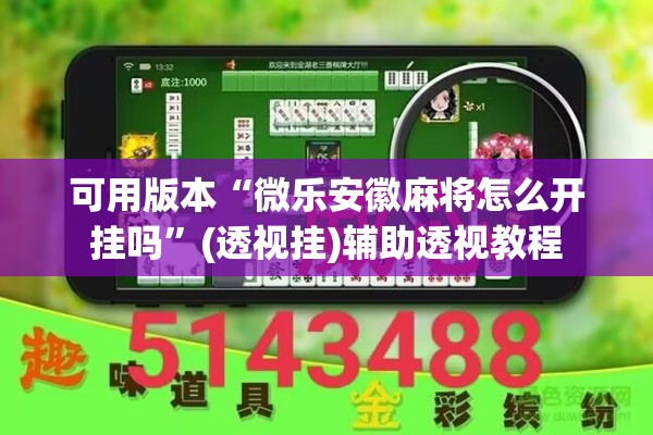可用版本“微乐安徽麻将怎么开挂吗”(透视挂)辅助透视教程