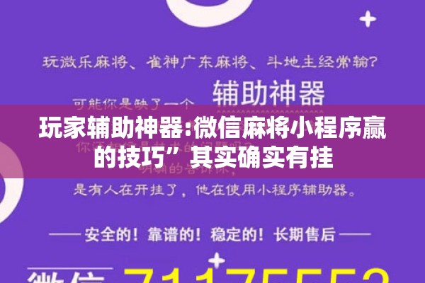 玩家辅助神器:微信麻将小程序赢的技巧”其实确实有挂