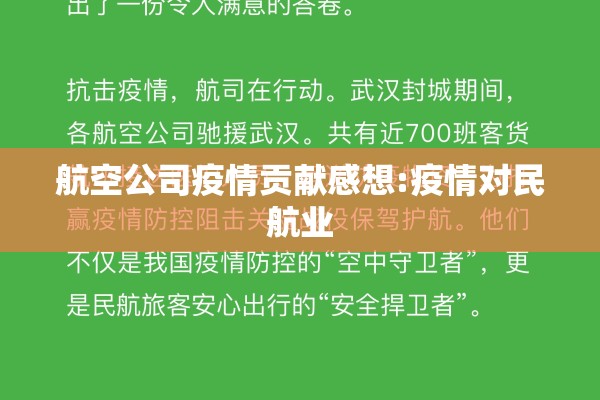 航空公司疫情贡献感想:疫情对民航业