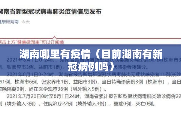 湖南哪里有疫情（目前湖南有新冠病例吗）