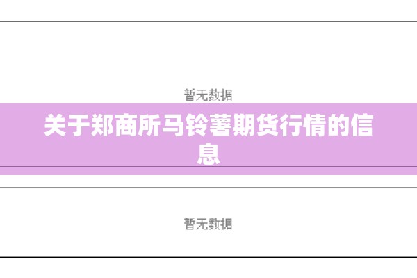 关于郑商所马铃薯期货行情的信息