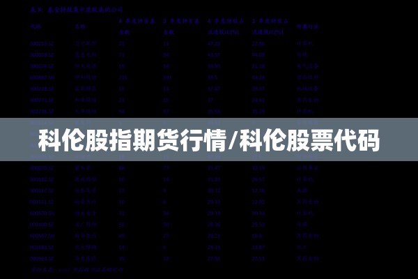科伦股指期货行情/科伦股票代码