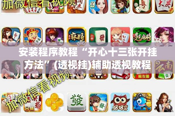 安装程序教程“开心十三张开挂方法”(透视挂)辅助透视教程