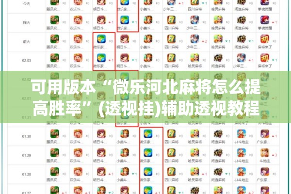 可用版本“微乐河北麻将怎么提高胜率”(透视挂)辅助透视教程