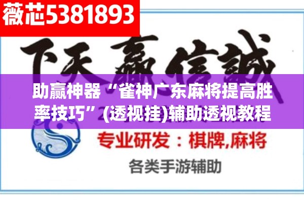 助赢神器“雀神广东麻将提高胜率技巧”(透视挂)辅助透视教程