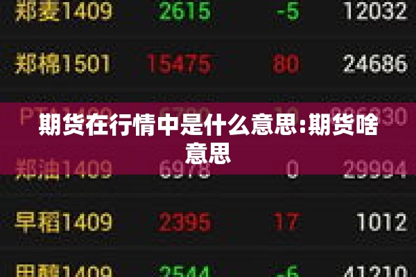 期货在行情中是什么意思:期货啥意思
