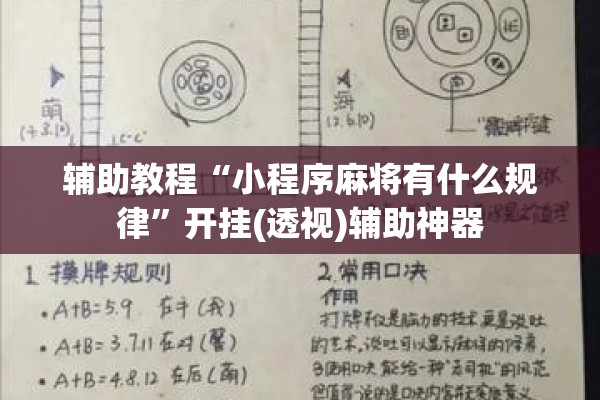 辅助教程“小程序麻将有什么规律”开挂(透视)辅助神器