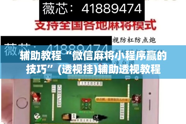 辅助教程“微信麻将小程序赢的技巧”(透视挂)辅助透视教程