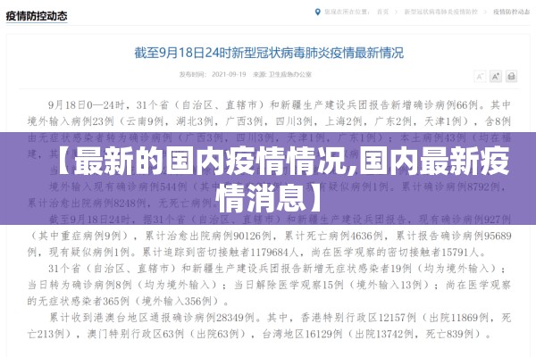 【最新的国内疫情情况,国内最新疫情消息】