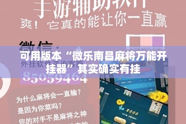 可用版本“微乐南昌麻将万能开挂器”其实确实有挂