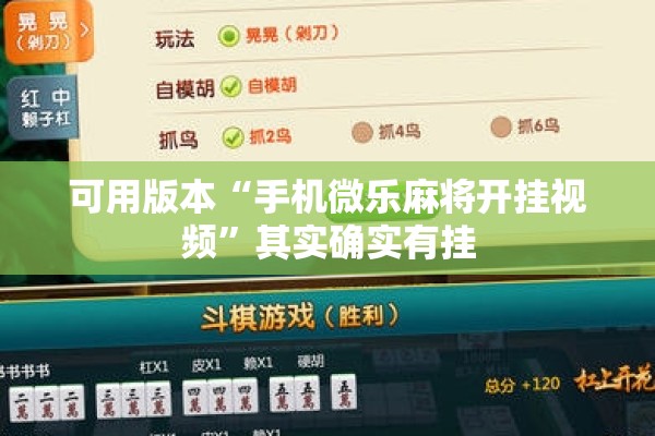 可用版本“手机微乐麻将开挂视频”其实确实有挂
