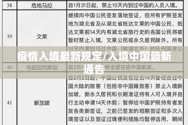疫情入境最新规定/入境中国最新通告