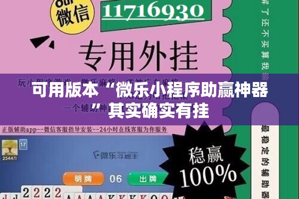 可用版本“微乐小程序助赢神器”其实确实有挂
