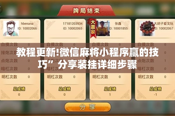 教程更新!微信麻将小程序赢的技巧	”分享装挂详细步骤