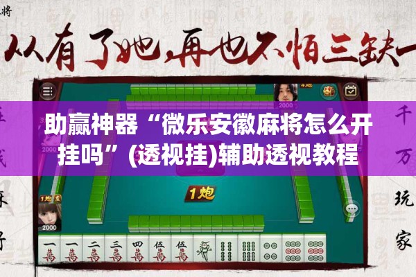 助赢神器“微乐安徽麻将怎么开挂吗”(透视挂)辅助透视教程