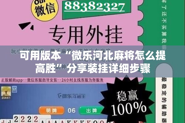 可用版本“微乐河北麻将怎么提高胜	”分享装挂详细步骤