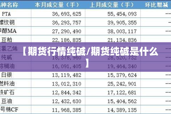 【期货行情纯碱/期货纯碱是什么】