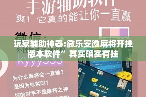 玩家辅助神器:微乐安徽麻将开挂版本软件	”其实确实有挂