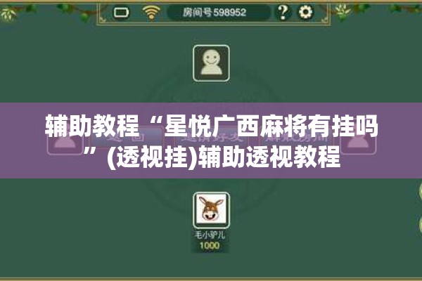 辅助教程“星悦广西麻将有挂吗”(透视挂)辅助透视教程