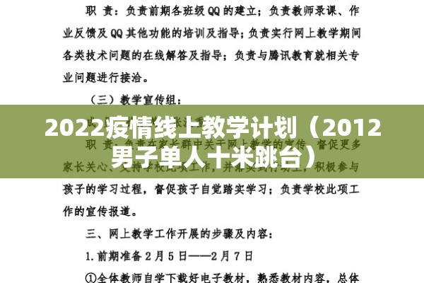 2022疫情线上教学计划(2012男子单人十米跳台) 2022疫情线上教学计划(2012男子单人十米跳台)